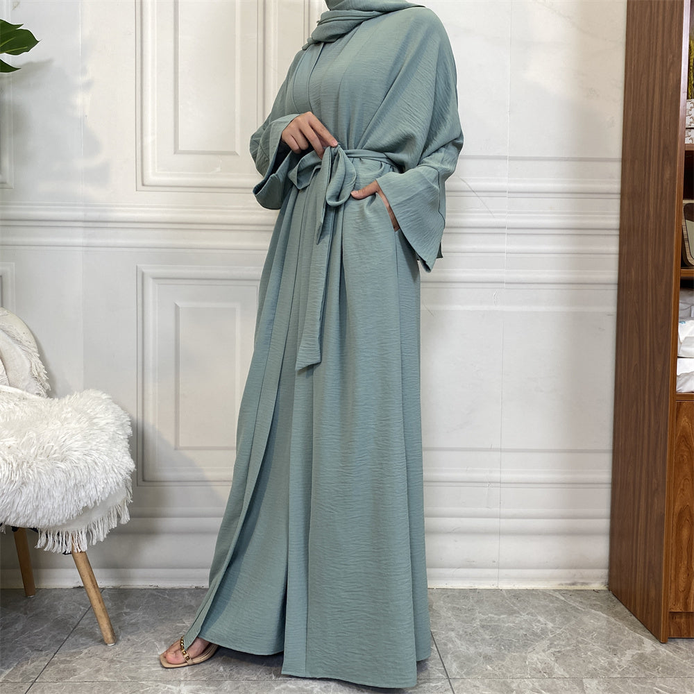 Elegant Open Abaya with Pockets - Mint (Limited Edition)