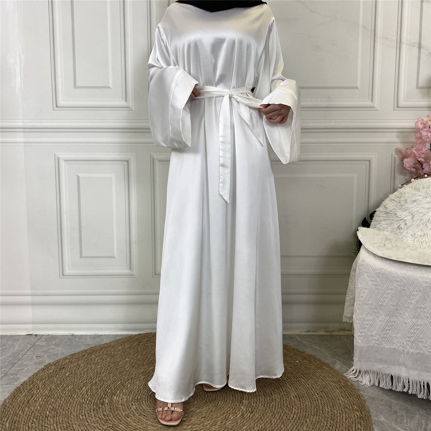 White - Satin Elegant Abaya