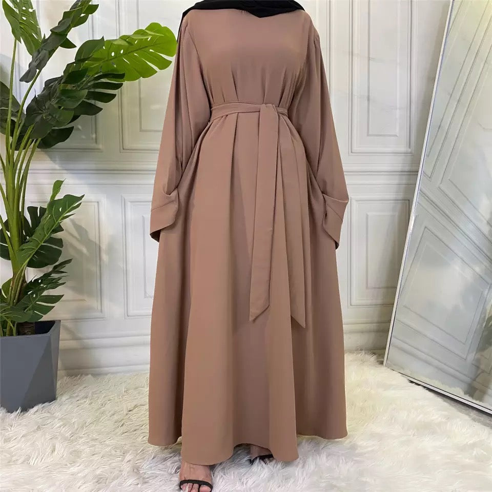Brown - Umbrella Cut Closed Abaya