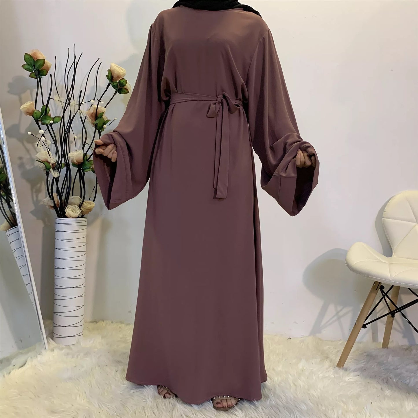 Mauve - Umbrella Cut Closed Abaya