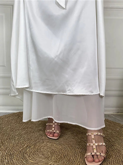 White - Satin Elegant Abaya