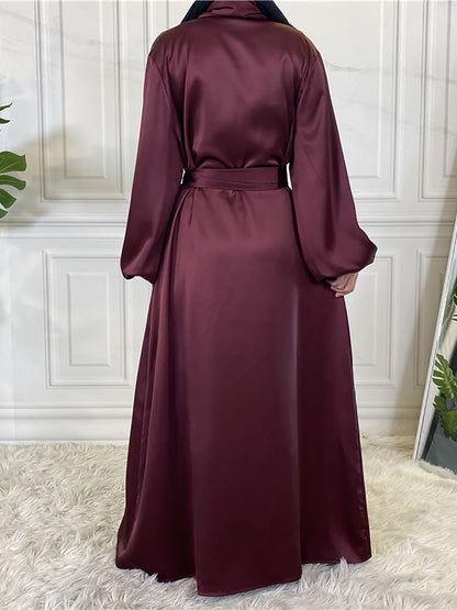 Maroon - Satin Luxury Abaya
