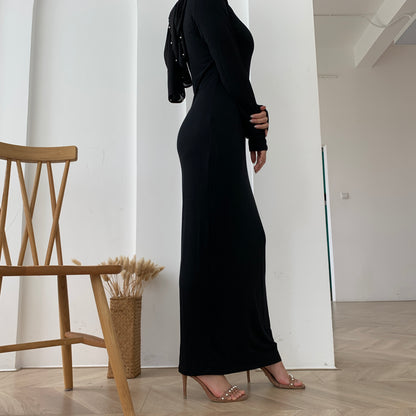Black - Long Bodycon Dress The Modest Square Black - Long Bodycon Dress The Modest Square