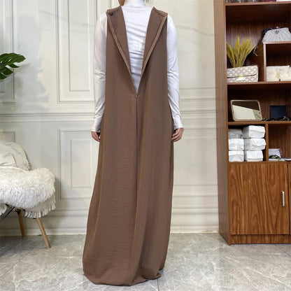 Elegant 2-PieceOpen Abaya with Pockets – Rich Brown Coffee Edition